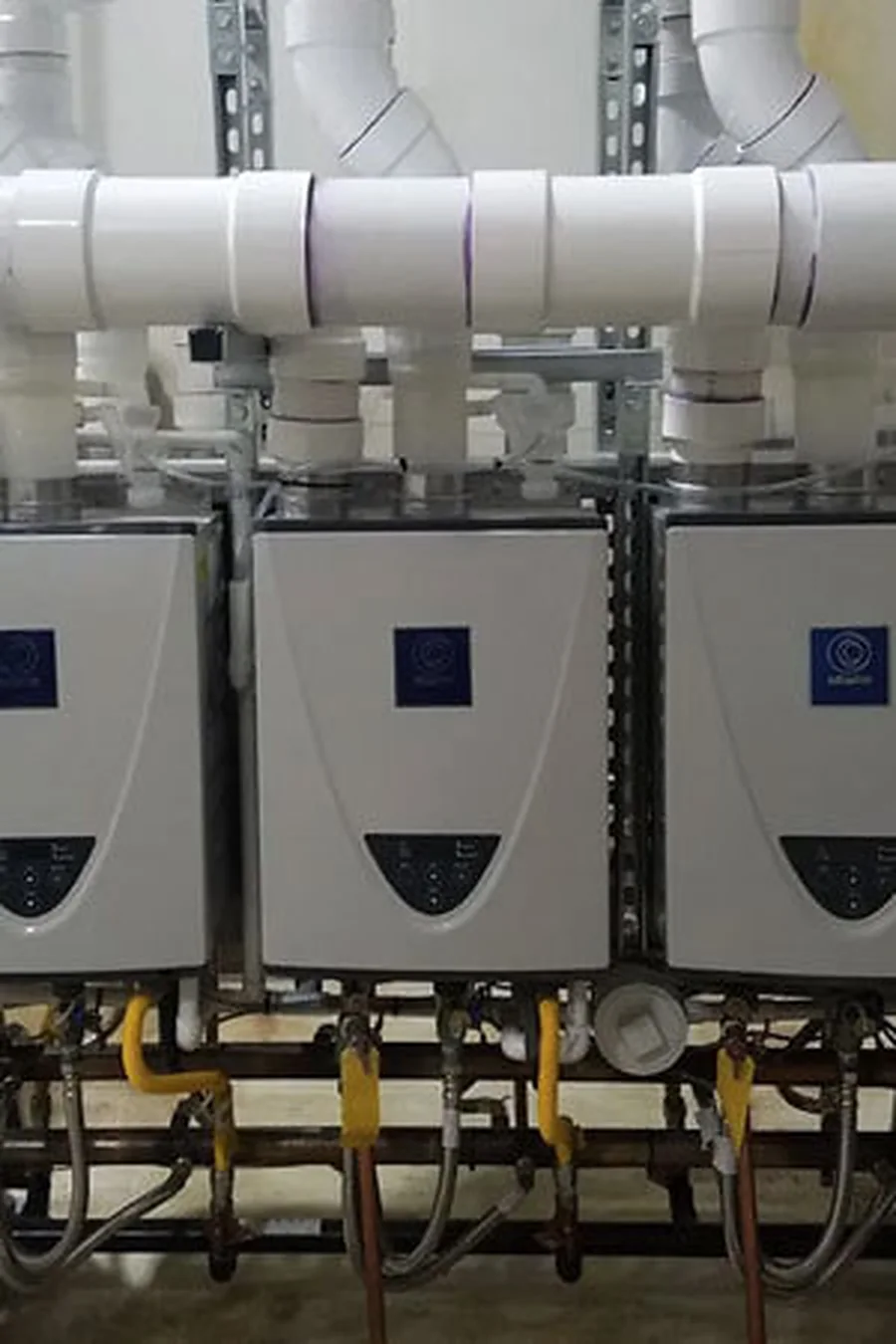 Industrial mechanical ventilation ductwork inside a manufacturing plant